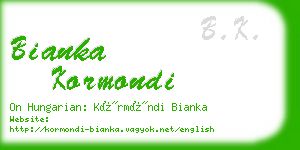 bianka kormondi business card